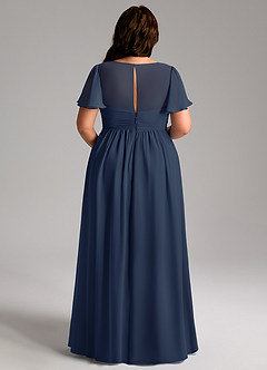 Azazie Verna Zwangerschaps Bruidsmeisjekleding A-Lijn V-hals Gerimpeld Chiffon Vloerlengte Jurk image12