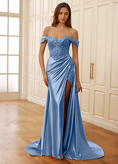 Rowane Light Blue Corset Rhinestone Sheer Lace Prom Dress image5