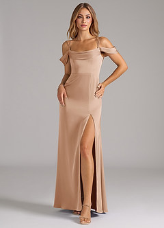 Azazie Callan Bridesmaid Dresses English Rose A-Line Pleated Stretch Satin Convertible Dress image3