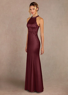 Azazie Tyra vestidos de madre de la novia Vestido de Cabernet de Satén Elástico de Sirena con Encaje image2