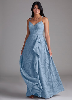 Azazie Naeem Bridesmaid Dresses Powder Blue A-Line Sweetheart Neckline Floral Burnout Dress image4