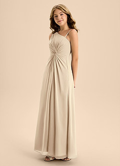 Azazie Brooke Junior Abito A-Line in Chiffon Spacco Laterale Champagne image6