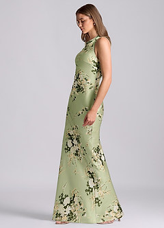 Azazie Allettie Brudtärnklänningar Klä av Sjöjungfru i Stretch Satin Blommiga Rankor image6