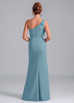 Azazie Rinna Bridesmaid Dresses Moody Blue Mermaid One Shoulder Chiffon Dress image2