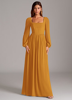 Azazie Maree Bridesmaid Dresses Butterscotch A-Line Corset Chiffon Dress image5