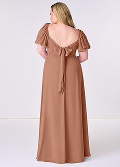 Barbie ♥ Azazie Jurken voor bruidsmeisjes Jurk van Chiffon met A-Lijn Geplooid Bronzeertint image9
