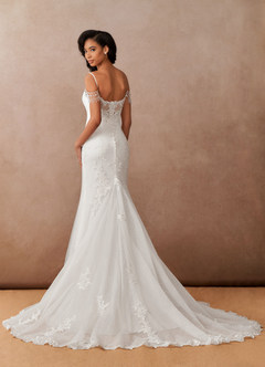 Azazie Saskia Wedding Dresses Diamond White Mermaid Sequins Tulle Dress image8
