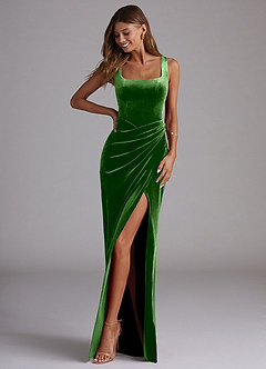 Azazie Mero Bridesmaid Dresses Ivy Sheath Pleated Velvet Dress image1