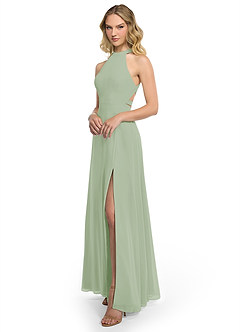 Azazie Clarice Bridesmaid Dresses Dusty Sage A-Line Halter Chiffon Dress image9