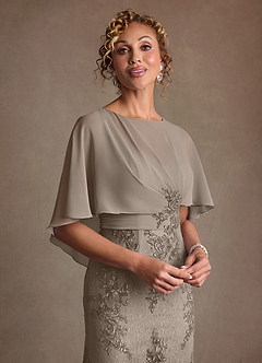 Azazie Amrita Mother of the Bride Dresses Taupe Mermaid Lace Chiffon Dress image5