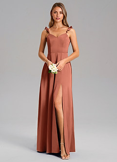 Azazie Everett Bridesmaid Dresses Clay A-Line Stretch Satin Dress image5