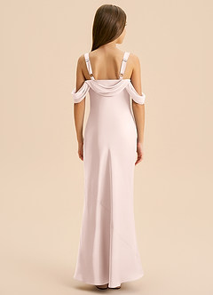 Azazie Bellalina Junior Blushing Pink Mermaid Pleated Stretch Satin Dress image2