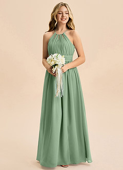 Azazie Noelle Junior Matcha A-Line Pleated Chiffon Dress image5