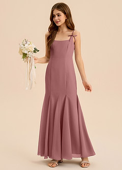 Azazie Evey Junior Desert Rose Mermaid Pleated Chiffon Dress image4