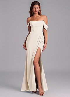 Azazie Johana Bridesmaid Dresses White Alabaster Mermaid Off the Shoulder Chiffon Convertible Dress image12