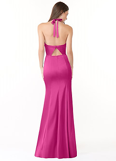 Azazie Emeria Bridesmaid Dresses Fuchsia Mermaid Pleated Stretch Satin Dress image2