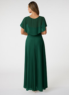 Azazie Jamie Bridesmaid Dresses Emerald A-Line Chiffon Dress image2
