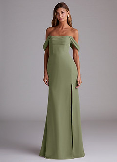 Azazie Saige Bridesmaid Dresses Pistachio A-Line Off the Shoulder Chiffon Convertible Dress image3