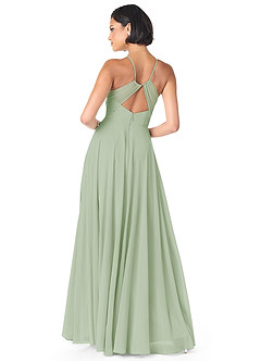 Azazie Avelina Bridesmaid Dresses Dusty Sage A-Line V-Neck Pleated Chiffon Dress image2