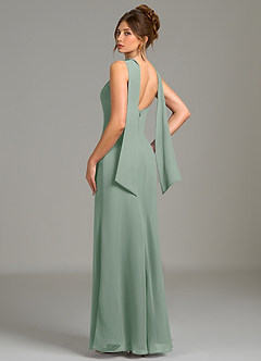Azazie Cassiana Bridesmaid Dresses Silver Sage Mermaid Pleated Chiffon Dress image2