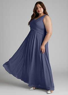 Azazie Flora Bridesmaid Dresses Stormy A-Line Pleated Chiffon Dress image12