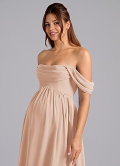 Azazie Saige Abiti da damigella d'onore premaman Abito A-Line Plissettato Chiffon Floor-Length image6