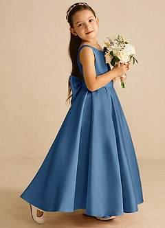Azazie Pipsy Flower Girl Dresses Twilight A-Line Bow Matte Satin Dress image3