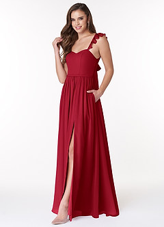 Azazie Metz Final Sale Scarlet A-Line Sweetheart Ruched Chiffon Dress image4