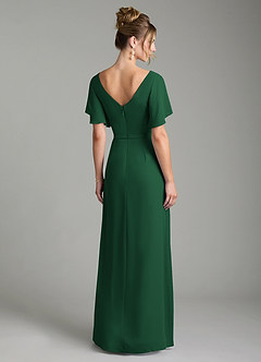 Azazie Ambrosia Vestidos de damas de honor Vestido de Verde Oscuro de Gasa de Corte en A con Plisado image6