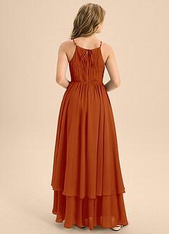 Azazie Elliora Junior Paprika A-Line Pleated Chiffon Dress image2