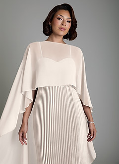Azazie Micah Vestidos de damas de honor Vestido Alabastro Blanco de Satén Elástico de Línea A Convertible con Corsé image3