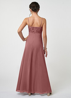 Azazie Sonya Junior Desert Rose A-Line Lace Chiffon Dress image2