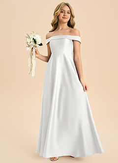Azazie Sissy Junior Klänning av A-Line i Stretch Satin Off the shoulder image3
