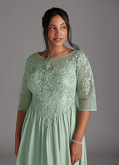 Azazie Mirielle Mother of the Bride Dresses Agave A-Line Scoop Lace Chiffon Dress image12