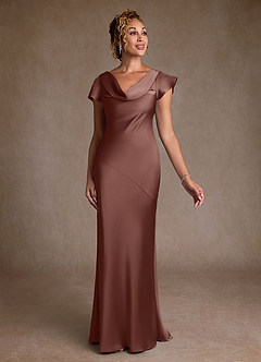 Azazie Shelby Final Sale Plum Mermaid Pleated Stretch Satin Dress image3