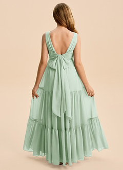 Azazie Devon Junior Vestido de Agave de Gasa de Corte en A con Volante image2