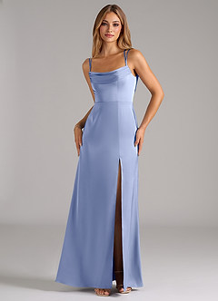 Azazie Callan Brautjungfernkleider Wandelbar A-Linie Plissee Stretch-Satin Kleid Eis image5