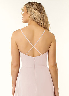 Azazie Naeem Bridesmaid Dresses Rose Petal A-Line V-Neck Ruffle Chiffon Dress image6