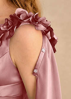 Azazie Rosita Girls Formal Flower Girl Dresses Dusty Rose A-Line Pleated Stretch Satin Dress image6