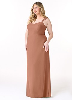 Azazie Denice Bridesmaid Dresses Bronzer Sheath Pleated Chiffon Dress image10