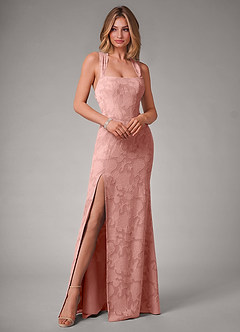 Azazie Luci Bridesmaid Dresses Rosette Mermaid Pleated Floral Burnout Convertible Dress image3