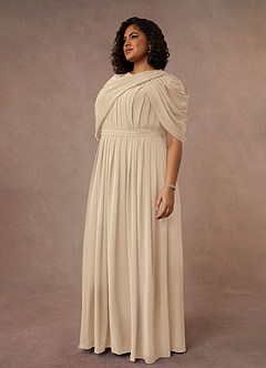 Azazie Olena Abiti per la Madre della Sposa Abito A-Line in Chiffon Lustrini Champagne image3