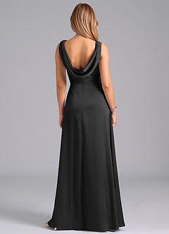 Azazie Karina Brautjungfernkleider A-Linie Plissee Stretch-Satin Kleid Schwarz image6