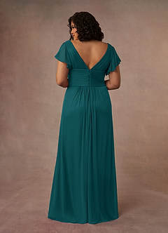Azazie Reneya Mother of the Bride Dresses Peacock A-Line Pleated Mesh Dress image10