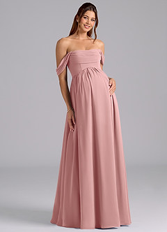 Azazie Saige Abiti da damigella d'onore premaman Abito A-Line Plissettato Chiffon Floor-Length image3
