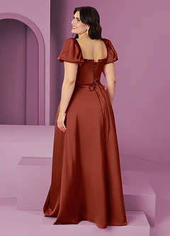 Barbie ♥ Azazie Bridesmaid Dresses Terracotta A-Line Ruched Stretch Satin Dress image11