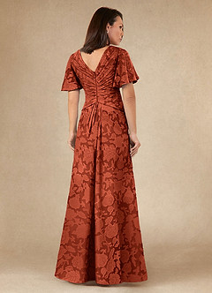 Azazie Emmeline 신부의 어머니 드레스 A라인 주름진 플로럴 번아웃 플로어 길이 드레스 image5