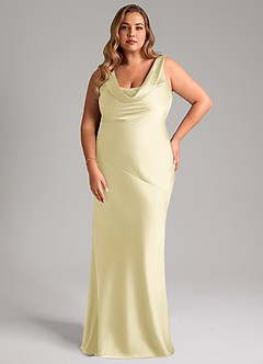 Azazie Rylina Final Sale Lemon Sorbet Mermaid Stretch Satin Dress image7