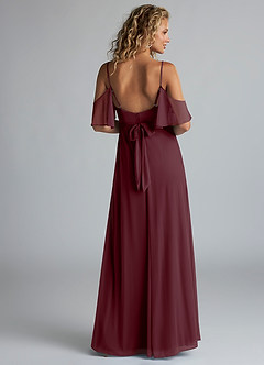 Azazie Fiena Final Sale Desert Rose A-Line V-neck Ruched Mesh Dress image3