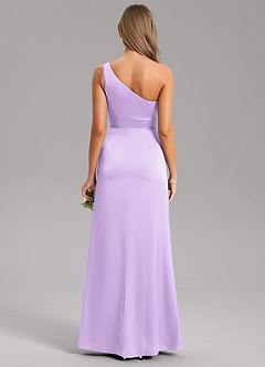 Azazie Feby Bridesmaid Dresses Lilac A-Line One Shoulder Stretch Satin Dress image2